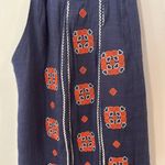 THML  Anthropologie Navy Embroidered Boho Shift Dress Size Small Photo 4