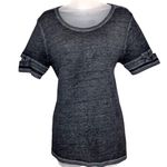 Mudd Criss Cross Short Sleeve Dark Gray Acid Wash Top Small Photo 9