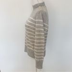 Charter Club EUC  Luxury Gray Striped Cashmere High Neck Button Sweater Size M Photo 6