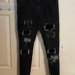 Womens THC The Hideout Clothing Black Ripped Patch Skinny Jeans Size 28 Photo 0