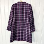 Kate Spade  Coat Women Size 2 Plaid Button Down Tweed Overcoat Plum Long Sleeve Photo 7