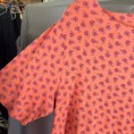 J Jill Pima Slub Elbow Sleeve Tee XL Coral Floral Print Cotton‎ Top Classic Orange Photo 9