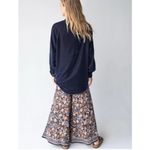 Natural Life Laid Back Deep Slate Blue Velvet Button Down Top/Blouse Size Large Photo 7