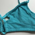 Aerie • NWT Shimmery Crinkle Lace Up Scoop Bikini Top “Springs” Turquoise Blue Photo 5