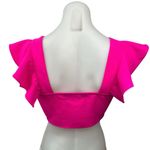 White Fox Pink Ruffle Front Tie Festival Boho Chic Sleeveless Crop Top Size S Photo 1