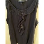 Tommy Hilfiger Tank Blouse Womens M Dark Blue Ruffle Gold Sequin Round Neck Photo 1