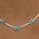 Silver plated Square turquoise necklace Snake Stainless Steel men womens jewelry Blue Photo 0