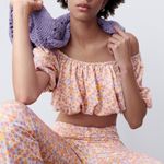 ZARA NEW  Floral Saten Ballon Top Size Small Photo 0