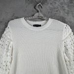 INC  International Concepts Sweater White  Knit Womens Large Textured Sleeve Photo 3