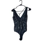 Victoria's Secret Victoria’s Secret Black Metallic Palm Lace Strappy Bodysuit Size Medium‎ Photo 4