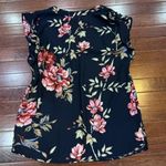 Premise Studio navy floral flutter sleeve Vneck top size small Photo 3