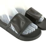 Rue 21 etc! Womens Sandals Slides Flip Flops Shiny Black Slip On Size M 7/8 Photo 0