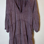 TALULAH Purple Tiered Dress Long Sleeve V Neck Casual Cotton Size Medium Photo 0