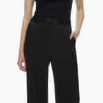 Wilfred Aritzia  Black Cropped Satin Trouser Pants Size 6 Minimalist Evening Photo 0