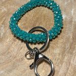Turquoise Crystal Sparkly Beaded Bracelet Keychain Holder Photo 1