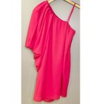 Aidan Mattox NWT One Shoulder Draped Flowy Lip Pink Mini Dress Party Bright Bold Photo 8