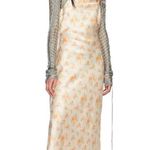 Holzweiler Eila Satin Floral Maxi Slip Dress Yellow Womens Size Medium Photo 2