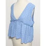 Women’s Ruffle Sleeveless V Neck Mini Baby Doll Crop Tank Top Light Blue Size XL Photo 7