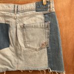 EXPRESS  patch work distressed cut off style woman’s size 4 denim skirt Photo 7