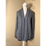 Talbots Navy Blue Off White Stripe Open Front Cardigan XS Photo 1