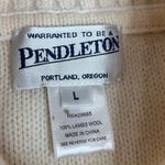 Pendleton  100% Lambswool Full Zip Cable Knit Ladies Sweater Cream Size large Photo 4