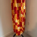 Vintage Made in Hawaii Elegant Red and Yellow Patchwork Maxi Dress Size 14 Photo 9