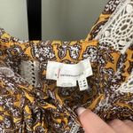 Anthropologie  Bardot Blouse Size 4 Yellow Brown Floral Crochet Lace 4P Photo 4