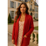 Aerie  Open Front Wool Cardigan Cottagecore Soft Lounge Cozy Red Parisian Scandi Photo 1