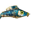 VTG Estate Signed Garden Of Eden Art Nouveau Oval Brooch Pin Metal Resin Blue Photo 1