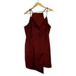 Lulus Satin Wrap Mini Dress Womens XL Rust Asymmetrical Glam Formal Cocktail Photo 2