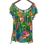 Ralph Lauren NWOT 3X LAUREN FLORAL OFF-SHOULDER TOP Green Hibiscus Tropical New Photo 6