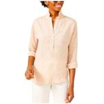 J. McLaughlin  Fallon Linen Button Detail Popover Tunic Top Large Long Sleeve Photo 1