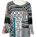 Studio Works  Black and White Geometric Blouse Photo 0