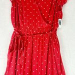 Old Navy Surplice Wrap Front Midi Dress Red Dots Size XXL NWT Tie Waist Photo 10