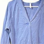 Free People  Movement Deep V Neck Purple Hooded Pullover Sweatshirt Size XS Photo 1