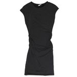 & Other Stories Cupro Blend Cap Sleeve Fitted Ruched Dress Black Size 4 Photo 14