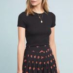 Maeve Anthropologie Black Floral Motif Pleated Front High Waist Shorts Photo 1