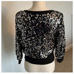 White House | Black Market Sequin Zipper Sweater Silver & Black Knit Bomber Jacket Photo 8