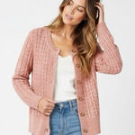 Croft & Barrow NWOT  Open-Knit Cardigan Womens M Pink Cozy Cottagecore Coastal Photo 0