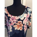 JM Collection Plus Size 3X Blue Floral Short sleeve Shirt Embellished Photo 5
