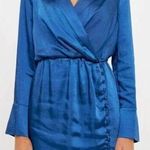 Endless Rose NWT Women's Long Sleeve Olympian Blue Satin Minidress Sz Medium Photo 0