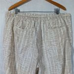 Old Navy XL Linen Blend Pull On Pants Tan White Striped Elastic Waist Tapered Le Photo 9