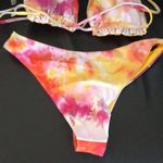 Zaful  tie dye  swim yellow orange sexy Bandeau Bandage Bikini women's size M Photo 7