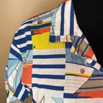 Nautica Vintage Linen Blue Sail Women's Sailing Shirt Button Down Sailboats Photo 6
