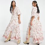 Free People Lysette Maxi Dress in Tea Combo Medium Bohemian Gypsy Indian Cotton Photo 12