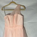 David's Bridal David’s Bridal Peachy Pink Tulle One Shoulder Mini Bridesmaid Dress Size 4 Photo 3