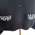 Vintage Collared Sweater Womens Size S Black White Button Front Photo 2