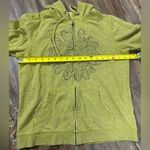 Life is Good  Floral Embroidered Zip Up Green/Yellow Hoodie Size Medium Boho Photo 7