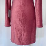 Dual Nature New  Keyhole Rib Velour Dress Mock Neck Long Sleeve Mini Mauve Small Photo 7