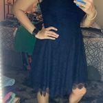 Kensie Mira Navy Blue Lace Keyhole Midi Dress Photo 0